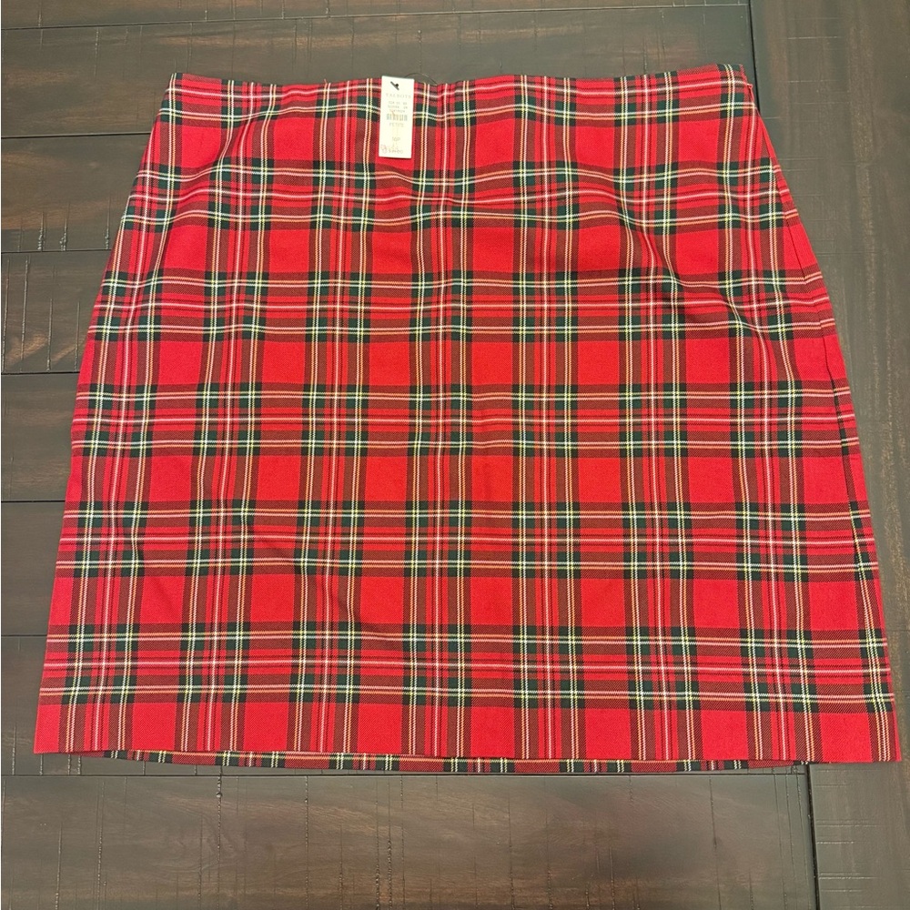 Talbots Red and Green Plaid Mini Skirt
